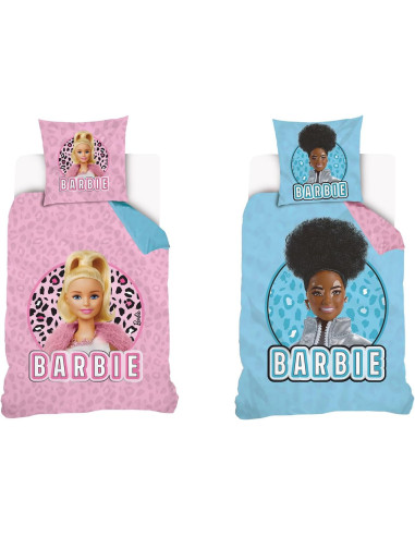 SAHINLER créateur d'univers Barbie - Housse De Couette réversible Barbie 140x200 cm + 1 taie d'oreiller 63x63 cm - 100% Coton -