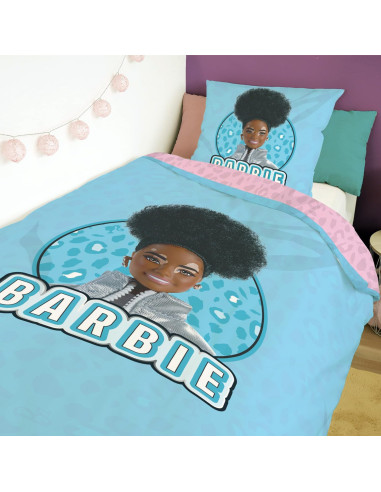 SAHINLER créateur d'univers Barbie - Housse De Couette réversible Barbie 140x200 cm + 1 taie d'oreiller 63x63 cm - 100% Coton -