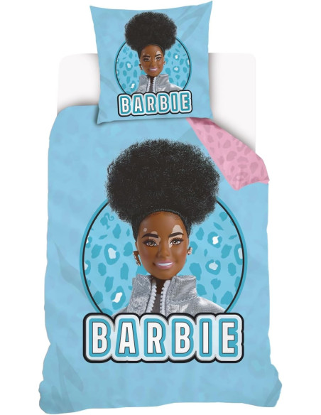 SAHINLER créateur d'univers Barbie - Housse De Couette réversible Barbie 140x200 cm + 1 taie d'oreiller 63x63 cm - 100% Coton -