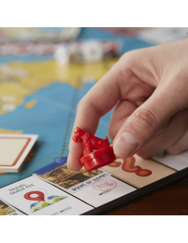 Hasbro Gaming Monopoly Voyage Autour du Monde - Jeu de société pour Famille et Enfants, Pions-tampons encreurs, Plateau de Jeu