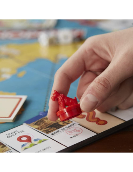 Hasbro Gaming Monopoly Voyage Autour du Monde - Jeu de société pour Famille et Enfants, Pions-tampons encreurs, Plateau de Jeu