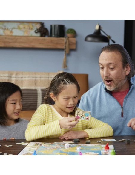 Hasbro Gaming Monopoly Voyage Autour du Monde - Jeu de société pour Famille et Enfants, Pions-tampons encreurs, Plateau de Jeu