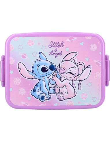Vadobag STITCH ANGEL Boîte à goûter en plastique avec couvercle - dimensions 16x13x5cm DISNEY Original Lilo et Stitch