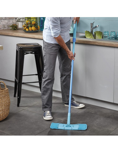 Spontex - Lot de 2 Recharges Express System+ XL - Serpillière Microfibre XL pour Kit Balai Plat - Bleu