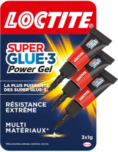 Loctite | Super Glue-3 Power Gel Mini Dose (lot de 3 tubes de 1 g) – Colle forte transparente enrichie en caoutchouc – Mini-dose