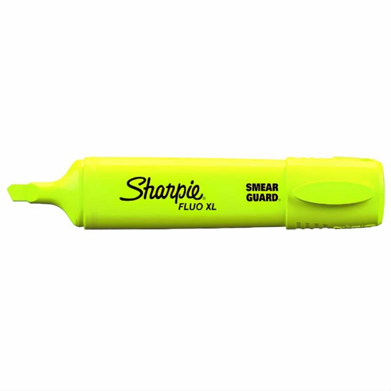 2 Surligneurs Jaune Fluo XL Sharpie Smear Guard