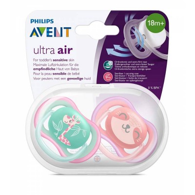 Sucette Philips Avent Ultra Air Girafe & Chien 18 mois +